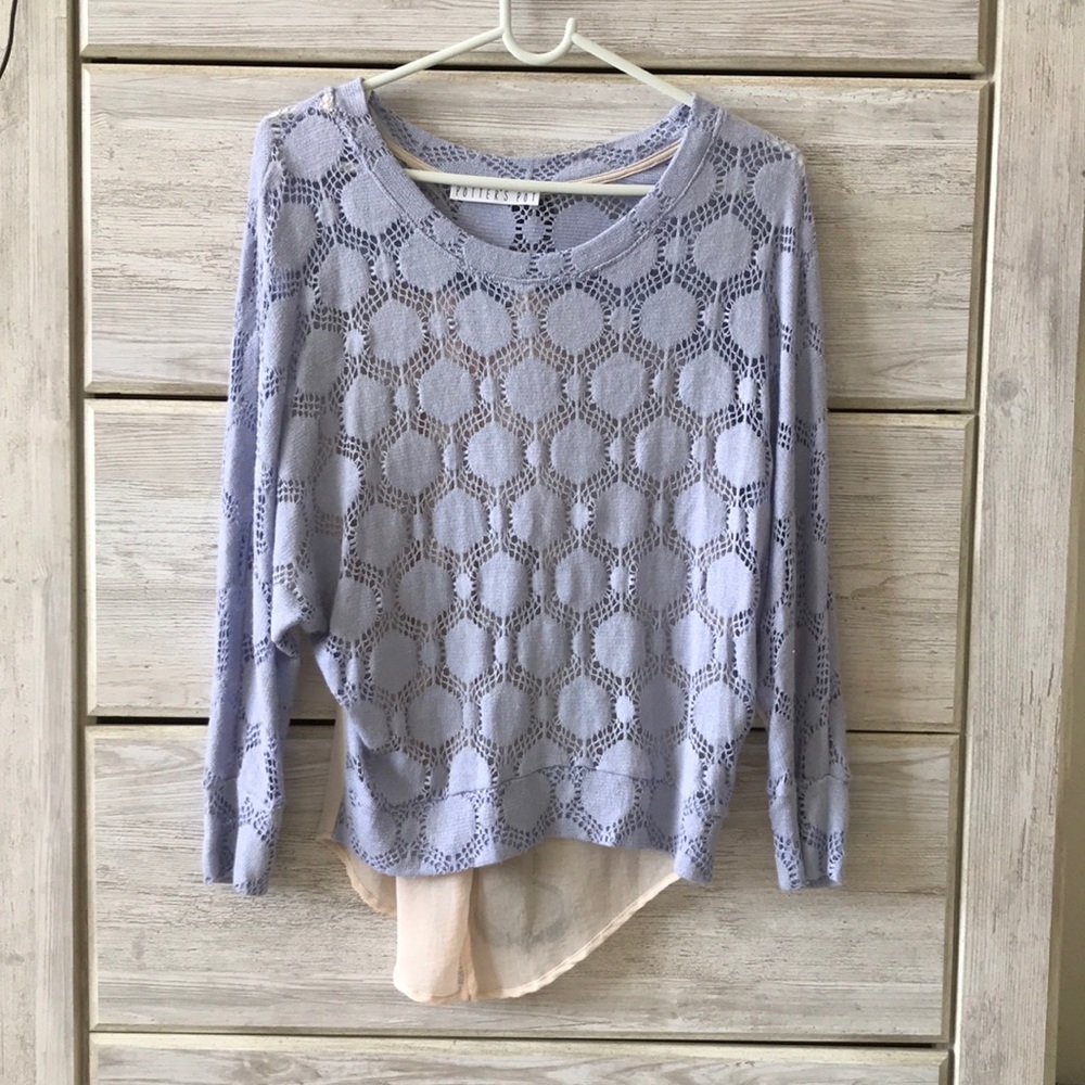 Lavender shirt with a lace design